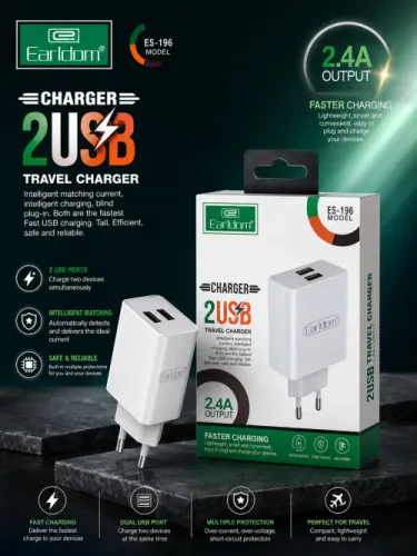 شاحن  Earldom ES-196 V8 بمنفذين USB