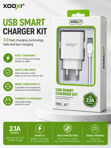 XOOXI USB Smart Charger Kit TC – شاحن ذكي سريع 2.1