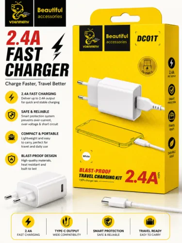 شاحن دولفين تايب سي VDENMERV DC01T 2.4A Fast Charger