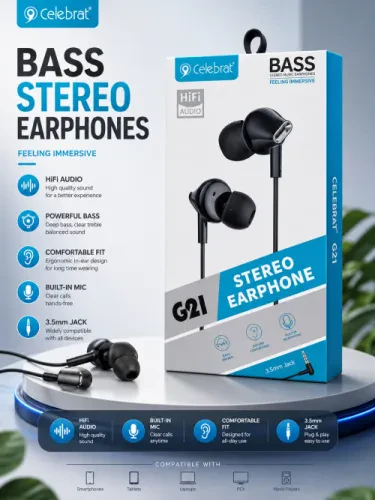 Celebrat G21 Bass Stereo Earphones