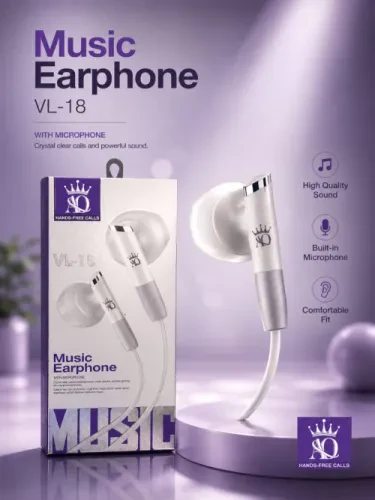 سماعة VL-18 Music Earphone – صوت نقي ومكالمات واضحة