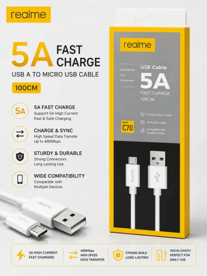 ⚡ كابل  USB إلى Type-C – شحن سريع 5A (موديل C70)