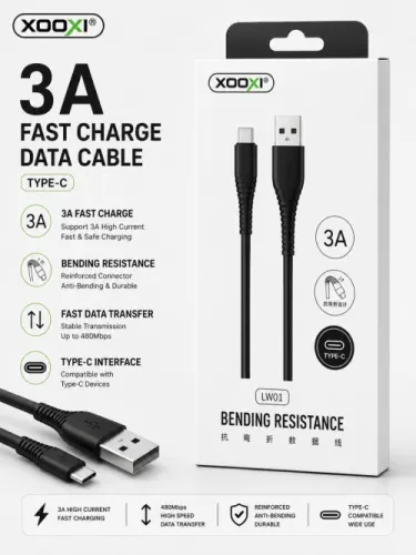 ⚡ كابل XOOXI USB إلى Type-C – شحن سريع 3A (موديل LW01)