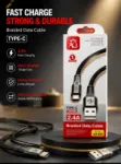 ⚡ كابل AO USB إلى Type-C نايلون مجدول – شحن سريع 2.4A (موديل AO-200) 1