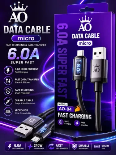كابل AO 04 Micro USB للشحن السريع ونقل البيانات – 6.0A