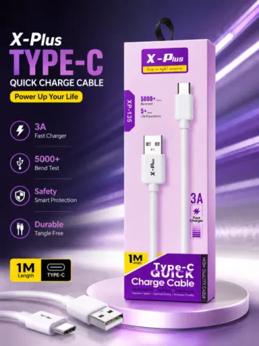 كابل شحن سريع X-Plus Type-C – سرعة، متانة، وأداء يدوم
