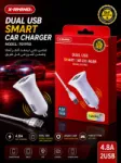 شاحن سيارة X-RHINO F01 PRO مع كابل Lightning – شحن سريع 4.8A بمنفذي USB 1
