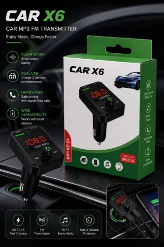 شاحن CAR X6 mp3 FM Transmitter