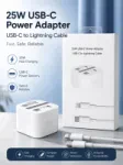 شاحن حائط 25W USB-C Power Adapter مع كابل USB-C إلى Lightning – شحن سريع وآمن 1