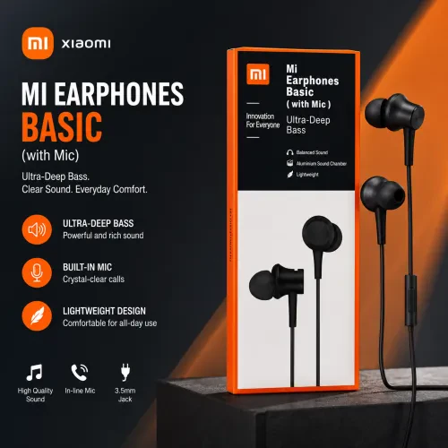🎧 Xiaomi Mi Earphones Basic – صوت قوي وراحة تدوم طوال اليوم