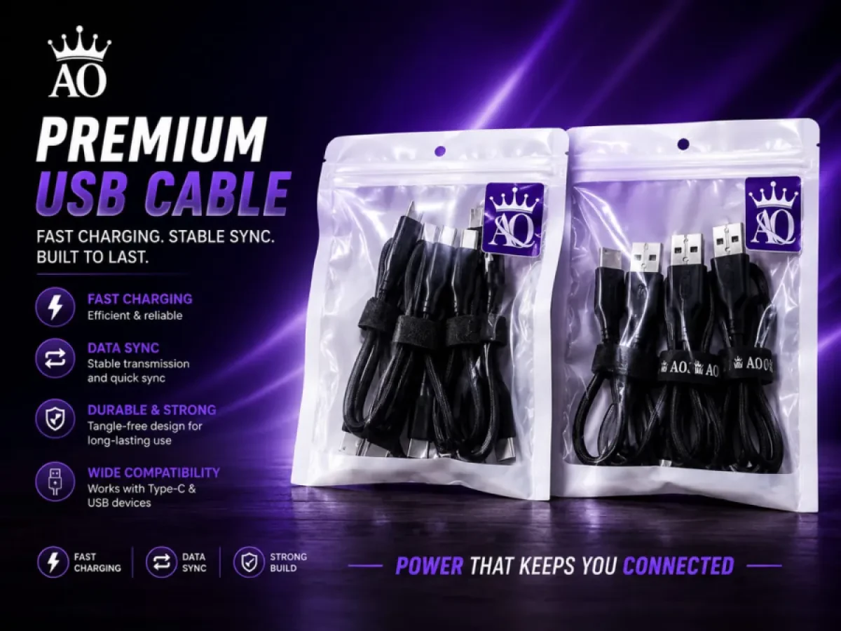 🔌 كابل AO Premium USB – سرعة، قوة، واعتمادية