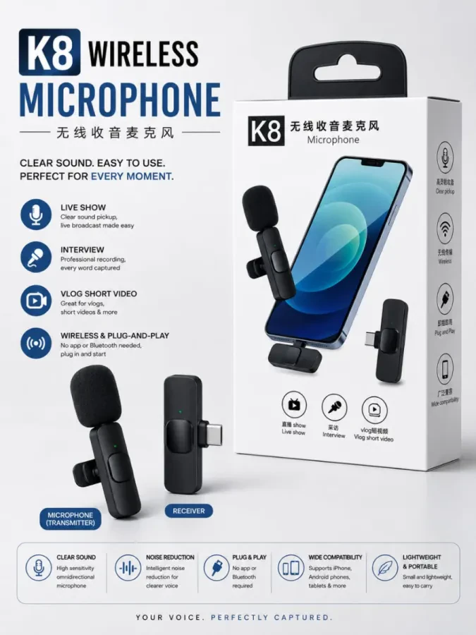 ميكروفون لاسلكي K8 (Wireless Microphone)