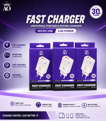 شاحن AO 0119 Fast Charger 30W – Micro USB